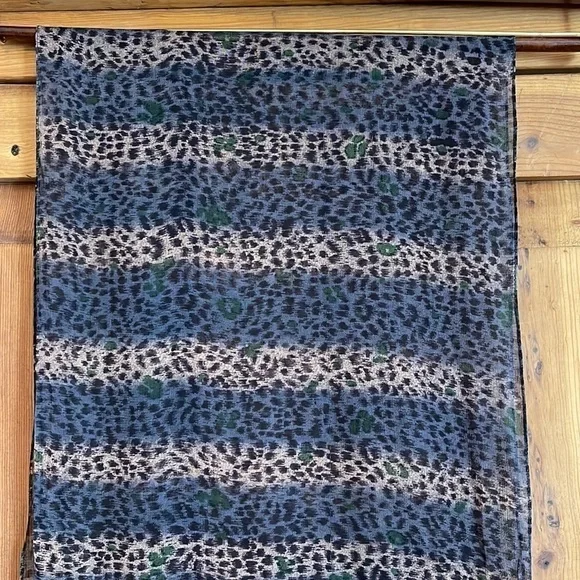 Silk Chiffon Cheetah Print Sheer Oblong Scarf 74” X 12”